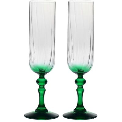 Krosno Champagneglas 220 ml med grön fot, set om 2 – för mocktails, Mimosa, Prosecco, Cava och Spritz – blyfritt kristallglas – tål diskmaskin – Celebration Moments Bubble Krosno Champagneglas 220 ml med grön fot, set om 2 – för mocktails, Mimosa, Prosecco, Cava och Spritz – blyfritt kristallglas – tål diskmaskin – Celebration Moments Bubble