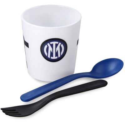 Inter Barnglas och bestickset, fotbollskollektion, barnmat, officiellt Inter Barnglas och bestickset, fotbollskollektion, barnmat, officiellt