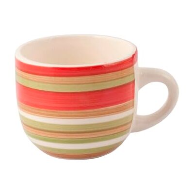 H&H Home, Set med 8 kaffekoppar av Stoneware – 100 rader, utan tallrik, blandade färger, 95 cc – diskmaskinssäker och mikrovågsugnssäker H&H Home, Set med 8 kaffekoppar av Stoneware – 100 rader, utan tallrik, blandade färger, 95 cc – diskmaskinssäker och mikrovågsugnssäker