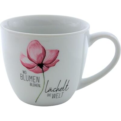 Dekohelden24 Dekohjälte24 Maxi-XXL porslinskopp/kopp, XXL kaffegryta, motiv: Blomma, där blommor blommar, ler världen, storlek H/Ø: 9,2 x 10,5 cm, kapacitet 400 ml, diskmaskinssäker. Dekohelden24 Dekohjälte24 Maxi-XXL porslinskopp/kopp, XXL kaffegryta, motiv: Blomma, där blommor blommar, ler världen, storlek H/Ø: 9,2 x 10,5 cm, kapacitet 400 ml, diskmaskinssäker.