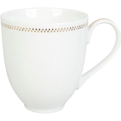 GENEVIEVE LETHU 536554 Mugg 350 ml, Ø 8,5 cm H 10 cm Way LacTEE kollektion kaffekopp, temugg av fint vitt porslin gyllene fris, stjärndekoration GENEVIEVE LETHU 536554 Mugg 350 ml, Ø 8,5 cm H 10 cm Way LacTEE kollektion kaffekopp, temugg av fint vitt porslin gyllene fris, stjärndekoration