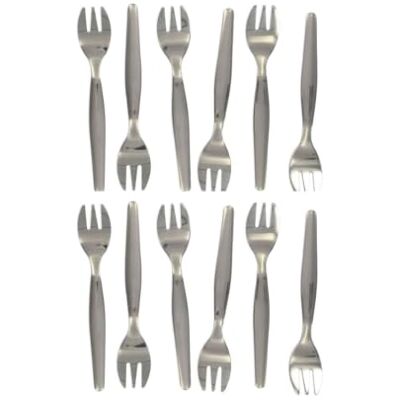 FACKELMANN 9937650 Set med 12 små dessert- eller ostrongafflar, ostrongafflar, köksgaffel, kräftdjursgaffel, rostfritt stål, 12,5 cm FACKELMANN 9937650 Set med 12 små dessert- eller ostrongafflar, ostrongafflar, köksgaffel, kräftdjursgaffel, rostfritt stål, 12,5 cm