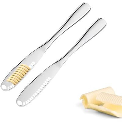 Westmark Smörkniv & Dekorationskniv, 2 Delar, Kniv Med Tandad Kant & Slitsstruktur För Smörlockar, Garnering, Skärning, Silver, 15 Cm Westmark Smörkniv & Dekorationskniv, 2 Delar, Kniv Med Tandad Kant & Slitsstruktur För Smörlockar, Garnering, Skärning, Silver, 15 Cm