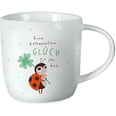 Grafik Werkstatt Grafisk verkstad kaffekopp med slogan 300 ml porslin kopp extra portion lycka, vit Grafik Werkstatt Grafisk verkstad kaffekopp med slogan 300 ml porslin kopp extra portion lycka, vit