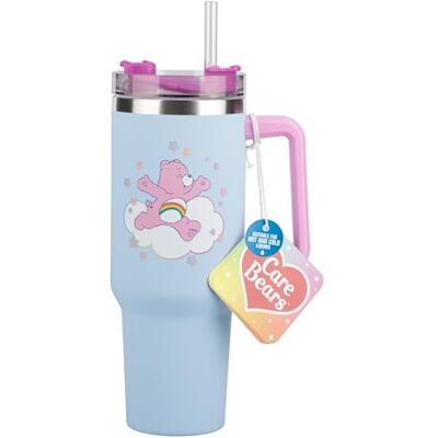 Paladone 1,2 l blå termosmugg och sugrör för kärleksbjörnar, officiellt licensierad flaska för dricksvatten, iste och kaffe, bedårande popkultur samlarobjekt för fans Paladone 1,2 l blå termosmugg och sugrör för kärleksbjörnar, officiellt licensierad flaska för dricksvatten, iste och kaffe, bedårande popkultur samlarobjekt för fans