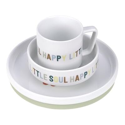 Lassig LÄSSIG Porslinsservis set barnservis set tallriksskål mugg med silikonring, halkfri silikonring, servis för barn/glad frukt Lassig LÄSSIG Porslinsservis set barnservis set tallriksskål mugg med silikonring, halkfri silikonring, servis för barn/glad frukt