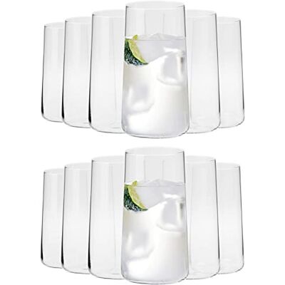 KIAPPO Longdrinkglas set 540 ml – 12 stycken glas – dricksglas – modern minimalistisk design för vatten och kalla drycker – kristallglas – diskmaskinssäker KIAPPO Longdrinkglas set 540 ml – 12 stycken glas – dricksglas – modern minimalistisk design för vatten och kalla drycker – kristallglas – diskmaskinssäker