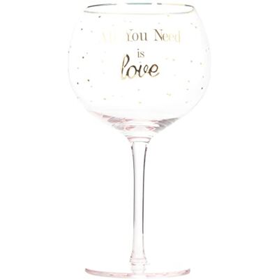 Lesser & Pavey LP44173 stor dekorerad 700 ml fest nyhet tryckt tonisk ballong "All You Need is Love" slogan ordspråk damer Gin glas presentförpackning guld Lesser & Pavey LP44173 stor dekorerad 700 ml fest nyhet tryckt tonisk ballong "All You Need is Love" slogan ordspråk damer Gin glas presentförpackning guld
