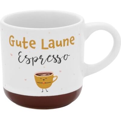 GRUSS & CO Espressokopp motiv gott humör Minikopp av stengods, 10 cl, muggar med presentbanderoll Present till vänner, födelsedag 74647 GRUSS & CO Espressokopp motiv gott humör Minikopp av stengods, 10 cl, muggar med presentbanderoll Present till vänner, födelsedag 74647