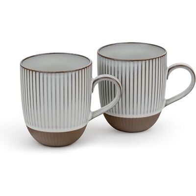 Bredemeijer tekopps-set i 2 delar – brun randig keramisk drickkopp med handtag – stengods koppar med 450 ml kapacitet vardera Bredemeijer tekopps-set i 2 delar – brun randig keramisk drickkopp med handtag – stengods koppar med 450 ml kapacitet vardera