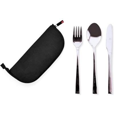 Iris Barcelona Bestickset med lock, bestickhållare med kniv, gaffel och sked i rostfritt stål, svart Iris Barcelona Bestickset med lock, bestickhållare med kniv, gaffel och sked i rostfritt stål, svart