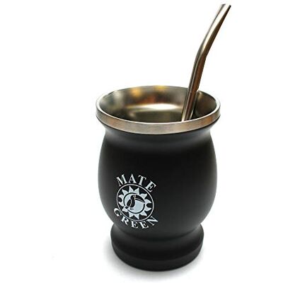 Mate Green Yerba Mate temugg set ● kopp 220 ml, rostfritt stål halm bombilla för Mate te 19 cm, dubbelsidig isolerad kopp ● Diskmaskinssäker och hållbar Mate Green Yerba Mate temugg set ● kopp 220 ml, rostfritt stål halm bombilla för Mate te 19 cm, dubbelsidig isolerad kopp ● Diskmaskinssäker och hållbar