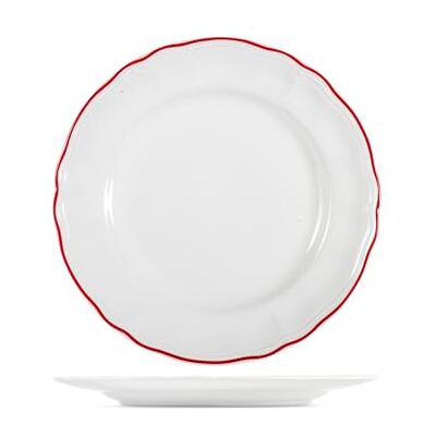 H&H Set med 6 Jadeplattor i stenprogram, Ø 27 cm – röd kant – hållbara tallrikar för daglig användning, diskmaskinssäker och mikrovågsugnssäker H&H Set med 6 Jadeplattor i stenprogram, Ø 27 cm – röd kant – hållbara tallrikar för daglig användning, diskmaskinssäker och mikrovågsugnssäker