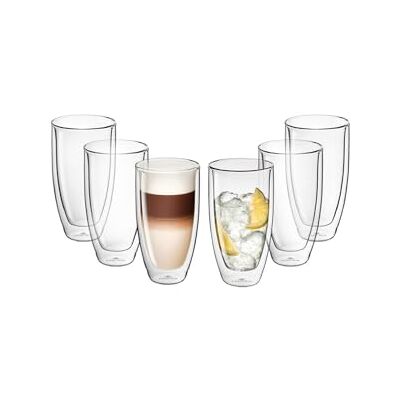Gerlach 1760 dubbelväggiga glas uppsättning med 6 termoglas 350 ml kaffeglas teglas latte macchiato-glas flöde Gerlach 1760 dubbelväggiga glas uppsättning med 6 termoglas 350 ml kaffeglas teglas latte macchiato-glas flöde