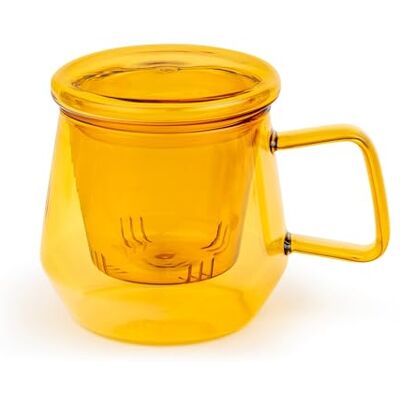 Bredemeijer teglas 350 ml med glas-tefilter och glaslock – enkelväggigt transparent gul "Tea for One" glas-tekopp för 1 kopp löst te Bredemeijer teglas 350 ml med glas-tefilter och glaslock – enkelväggigt transparent gul "Tea for One" glas-tekopp för 1 kopp löst te