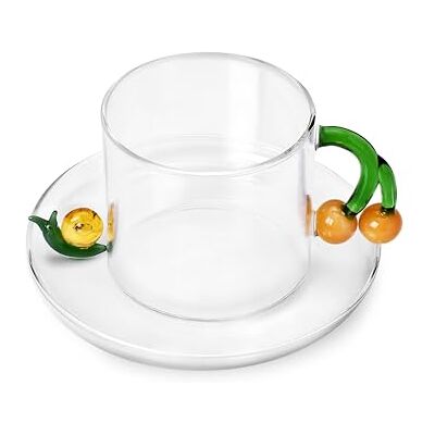 Ichendorf Milano Ekron Tekopp med Snigel, Fruits & Flowers-kollektion, 30 cl, Borosilikatglas, handgjord Ichendorf Milano Ekron Tekopp med Snigel, Fruits & Flowers-kollektion, 30 cl, Borosilikatglas, handgjord