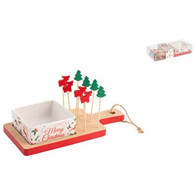 H&H Christmas Aptier Set Porslin Copp, Bambu Base och 8 Natalizi, 14,5X10cm H&H Christmas Aptier Set Porslin Copp, Bambu Base och 8 Natalizi, 14,5X10cm