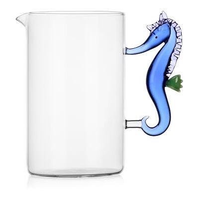 Ichendorf Milano Blå Sjöhäst Kanna, Marine Garden Collection, 150 cl, Borosilikatglas, Handgjort Ichendorf Milano Blå Sjöhäst Kanna, Marine Garden Collection, 150 cl, Borosilikatglas, Handgjort