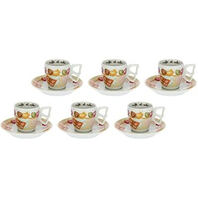 THUN Uppsättning av 6 kaffekoppar Grace Line, Home Is Where Your Family Is Cucina, Caffina al Volo Porslin Kopp Ø 6,5 cm; 5,5 cm h; 110 ml; fat Ø 11,5 cm THUN Uppsättning av 6 kaffekoppar Grace Line, Home Is Where Your Family Is Cucina, Caffina al Volo Porslin Kopp Ø 6,5 cm; 5,5 cm h; 110 ml; fat Ø 11,5 cm