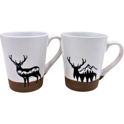 Dekohelden24 Dekohjälte24 muggset, kaffekoppar, glödvinsmuggar, drickmuggar som hjort av stengods set om 2, storlek: L/B/H ca 12 x 9 x 10 cm, kapacitet 360 ml per kopp, älg svart/vit, 10 cm Dekohelden24 Dekohjälte24 muggset, kaffekoppar, glödvinsmuggar, drickmuggar som hjort av stengods set om 2, storlek: L/B/H ca 12 x 9 x 10 cm, kapacitet 360 ml per kopp, älg svart/vit, 10 cm
