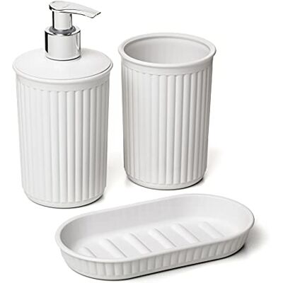 Tatay 3 st badrums bordsunderlägg (kopp + dispenser + tvålkopp) Baobab, plast, BPA-fri, Pergamon vit, 6391001 Tatay 3 st badrums bordsunderlägg (kopp + dispenser + tvålkopp) Baobab, plast, BPA-fri, Pergamon vit, 6391001