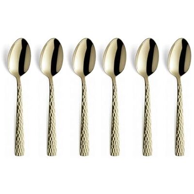 Amefa Felicity Mocca/Espressoffel Set 6 delar PVD Kaffeelöffel Set för 6 personer Champagne Gehämmerter Griff Amefa Felicity Mocca/Espressoffel Set 6 delar PVD Kaffeelöffel Set för 6 personer Champagne Gehämmerter Griff