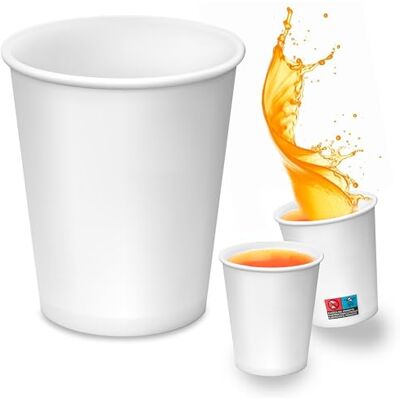 Caffetti 50 stora engångsmuggar i vattenpapper, 210 ml återvinningsbar kartong engångsbruk för varma drycker, drycker, takeaway, fest, kontor vit Caffetti 50 stora engångsmuggar i vattenpapper, 210 ml återvinningsbar kartong engångsbruk för varma drycker, drycker, takeaway, fest, kontor vit