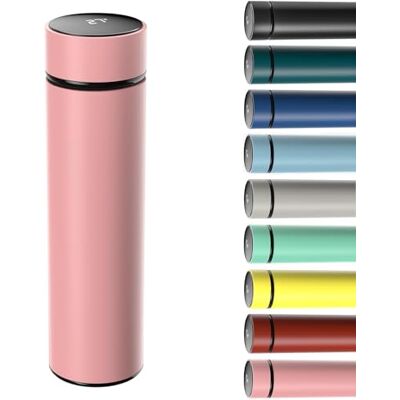 Homealexa 500 ml kaffekoppar resemuggar, rosa vattenflaska vakuumisolerande kopp 304 rostfritt stål, pekskärm temperaturmätare, smart mugg för värme och kyla Homealexa 500 ml kaffekoppar resemuggar, rosa vattenflaska vakuumisolerande kopp 304 rostfritt stål, pekskärm temperaturmätare, smart mugg för värme och kyla