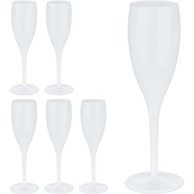 Relaxdays champagneglas plast, set om 6, okrossbara och BPA-fria, återanvändbara champagneglas, 100 ml, champagnekoppar, vit Relaxdays champagneglas plast, set om 6, okrossbara och BPA-fria, återanvändbara champagneglas, 100 ml, champagnekoppar, vit