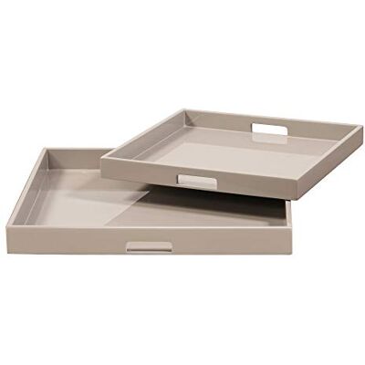 Howard Elliott 83025 Lacquer Square Träbricka Set, Taupe Howard Elliott 83025 Lacquer Square Träbricka Set, Taupe