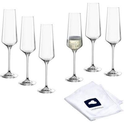 Leonardo HOME Champagneglas PUCCINI (set med 6 st) inkl. polerduk • Diskmaskinssäkra Prosecco-bägare (280 ml) • Stötsäker och lämplig för dagligt bruk • 040979 Leonardo HOME Champagneglas PUCCINI (set med 6 st) inkl. polerduk • Diskmaskinssäkra Prosecco-bägare (280 ml) • Stötsäker och lämplig för dagligt bruk • 040979