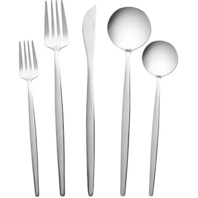 KARACA Orion Silver serveringsbestick, salladsbestick av rostfritt stål, köksredskap inklusive slev, serveringssked, gaffel, sil, spatel och sockertång, snyggt serveringsbestick-set KARACA Orion Silver serveringsbestick, salladsbestick av rostfritt stål, köksredskap inklusive slev, serveringssked, gaffel, sil, spatel och sockertång, snyggt serveringsbestick-set