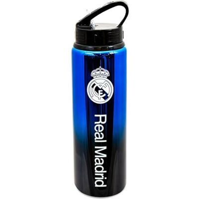 Hy-Pro Officiellt licensierad Real Madrid CF 750 ml aluminium UV-flaska integrerad hopfällbar strå, neokromfinish, läckagesäker, lätt, BPA-fri Hy-Pro Officiellt licensierad Real Madrid CF 750 ml aluminium UV-flaska integrerad hopfällbar strå, neokromfinish, läckagesäker, lätt, BPA-fri
