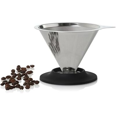 AdHoc Kaffefilter Impact – permanent kaffefilter rostfritt stål, återanvändbart, dubbelskiktat fint filter, pour over handfilter, för kopp och kanna, diskmaskinssäker AdHoc Kaffefilter Impact – permanent kaffefilter rostfritt stål, återanvändbart, dubbelskiktat fint filter, pour over handfilter, för kopp och kanna, diskmaskinssäker