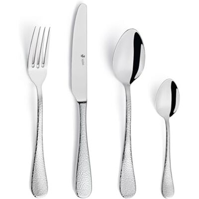 Paul Wirths PW MONDO bestickset 24 delar 6 matknivar, 6 matgafflar, 6 menyskedar, 6 kaffeskedar hammarslag bestick design rostfritt stål 18/10 högglanspolerad diskmaskinssäker Paul Wirths PW MONDO bestickset 24 delar 6 matknivar, 6 matgafflar, 6 menyskedar, 6 kaffeskedar hammarslag bestick design rostfritt stål 18/10 högglanspolerad diskmaskinssäker
