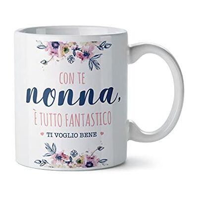 Mopec G500.2.5 Keramiska mugg "med Te Nonna è Tutto Fantastisk Ti Voglio Bene", Vit Mopec G500.2.5 Keramiska mugg "med Te Nonna è Tutto Fantastisk Ti Voglio Bene", Vit