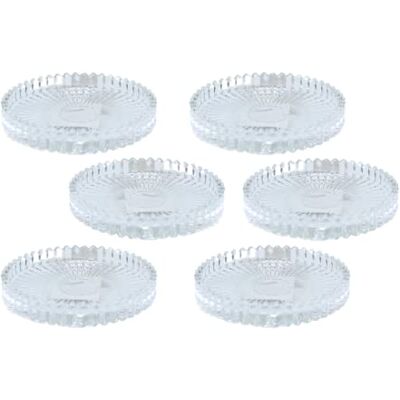 Dekohelden24 Ljustallrik/ljusunderlägg/ljushållare/underlägg av glas i set om 6, rund, klar/transparent, storlek H/Ø ca 1,5 x 10 cm Dekohelden24 Ljustallrik/ljusunderlägg/ljushållare/underlägg av glas i set om 6, rund, klar/transparent, storlek H/Ø ca 1,5 x 10 cm