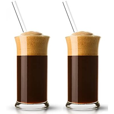 Topkapi 251.001-4 delar iskaffe-set "Rimini" med 2 iskaffeglas + 2 glassugrör, för mjölkkaffe, milkshake, frappe, cocktails, långdrinks, kakao Topkapi 251.001-4 delar iskaffe-set "Rimini" med 2 iskaffeglas + 2 glassugrör, för mjölkkaffe, milkshake, frappe, cocktails, långdrinks, kakao