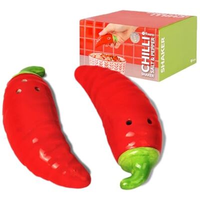 FISURA – Originellt salt- och pepparset formade som chilifrukter. Dekorativt och färgstarkt kryddställ i keramik för middagsbordet. 2 delar, 9 x 3 cm. FISURA – Originellt salt- och pepparset formade som chilifrukter. Dekorativt och färgstarkt kryddställ i keramik för middagsbordet. 2 delar, 9 x 3 cm.