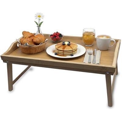 Relaxdays Sängbricka, bambu, H x B x D: 20 x 50 x 30 cm, serveringsbricka med fötter, handtag, frukost i sängen, natur Relaxdays Sängbricka, bambu, H x B x D: 20 x 50 x 30 cm, serveringsbricka med fötter, handtag, frukost i sängen, natur
