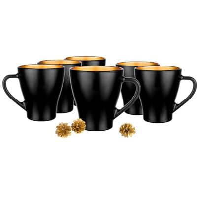 Glasmark KROSNO 1992 Hugo kaffeglas-set 6-delad cappuccino iskaffe glas bägare diskmaskinssäker svart guld 6 x 360 ml Glasmark KROSNO 1992 Hugo kaffeglas-set 6-delad cappuccino iskaffe glas bägare diskmaskinssäker svart guld 6 x 360 ml