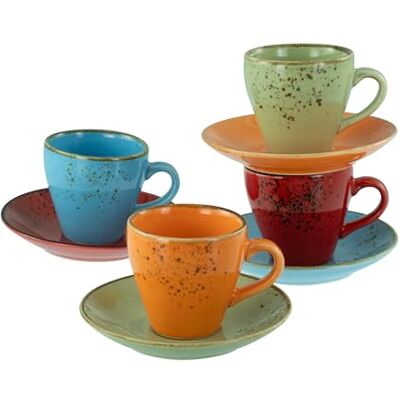 Creatable , 22876 Naturkollektion Mediterran-serien, 8-teiliges tillbehör för 4 personer, Espresso set av steinzeug, buffertmask och mikrowellengeeering, kvalitetsproduktion Creatable , 22876 Naturkollektion Mediterran-serien, 8-teiliges tillbehör för 4 personer, Espresso set av steinzeug, buffertmask och mikrowellengeeering, kvalitetsproduktion