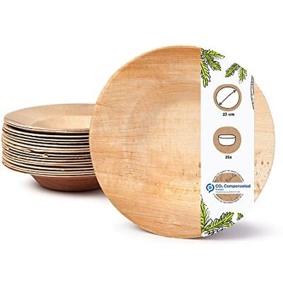 GREENBOX Palmware – hög kvalitet engångs sopptallrik djup I rund 23 cm 25 stycken snackskål palmbladsporslin pastatallrik salladsskål I komposterbart engångsporslin biologiskt nedbrytbar GREENBOX Palmware – hög kvalitet engångs sopptallrik djup I rund 23 cm 25 stycken snackskål palmbladsporslin pastatallrik salladsskål I komposterbart engångsporslin biologiskt nedbrytbar
