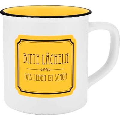 Gedalabels Kopp Vänligen leende emaljutseende 400 ml Gedalabels Kopp Vänligen leende emaljutseende 400 ml