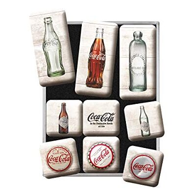 ART Kylskåpsmagneter i retrostil, Coca-Cola – Timeline – Presentidé för Coke-älskare, Magnetset för magnettavlor, Deko vintage, 9 stycken ART Kylskåpsmagneter i retrostil, Coca-Cola – Timeline – Presentidé för Coke-älskare, Magnetset för magnettavlor, Deko vintage, 9 stycken