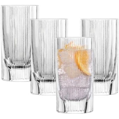 Schott Zwiesel Fave långdrycksglas (set med 4), moderna långdrinksglas med spår och utklipp, kristallglas som kan diskas i diskmaskinen (artikel nr 124305) Schott Zwiesel Fave långdrycksglas (set med 4), moderna långdrinksglas med spår och utklipp, kristallglas som kan diskas i diskmaskinen (artikel nr 124305)