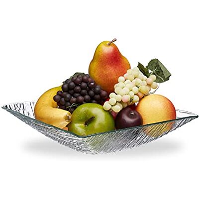 Relaxdays glasskål fyrkantig, serveringsskål, H x B x D: 6 x 25 x 25 cm, för sallad och frukt, dekorativ skål 1,4 liter, transparent Relaxdays glasskål fyrkantig, serveringsskål, H x B x D: 6 x 25 x 25 cm, för sallad och frukt, dekorativ skål 1,4 liter, transparent