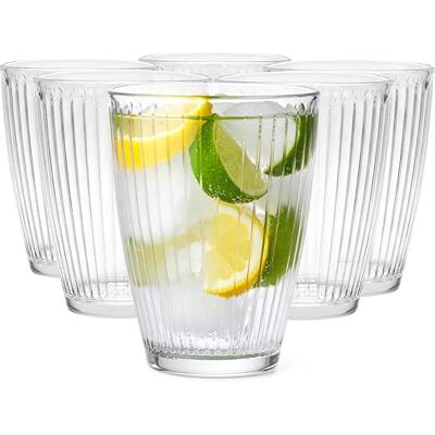 Glasmark KROSNO 1992 Dricksglas set om 6 – 350 ml glas med spårstruktur för vatten, juice, läsk, cocktails och långdrycker Glasmark KROSNO 1992 Dricksglas set om 6 – 350 ml glas med spårstruktur för vatten, juice, läsk, cocktails och långdrycker
