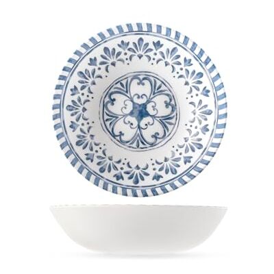 H&H , Set med 6 Azulejo salladsskålar i Melamin, 100% dekorerad, 28 cm, lämplig för diskmaskin H&H , Set med 6 Azulejo salladsskålar i Melamin, 100% dekorerad, 28 cm, lämplig för diskmaskin
