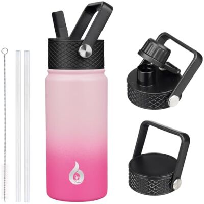 BJPKPK Isolerade vattenflaskor med sugrörslock, 5 cl rostfritt stål metall vattenflaska, kall- och varmvattenflaska med 3 lock, läckagesäker BPA-fri resemugg, bred munflaska för skola-Sakura BJPKPK Isolerade vattenflaskor med sugrörslock, 5 cl rostfritt stål metall vattenflaska, kall- och varmvattenflaska med 3 lock, läckagesäker BPA-fri resemugg, bred munflaska för skola-Sakura